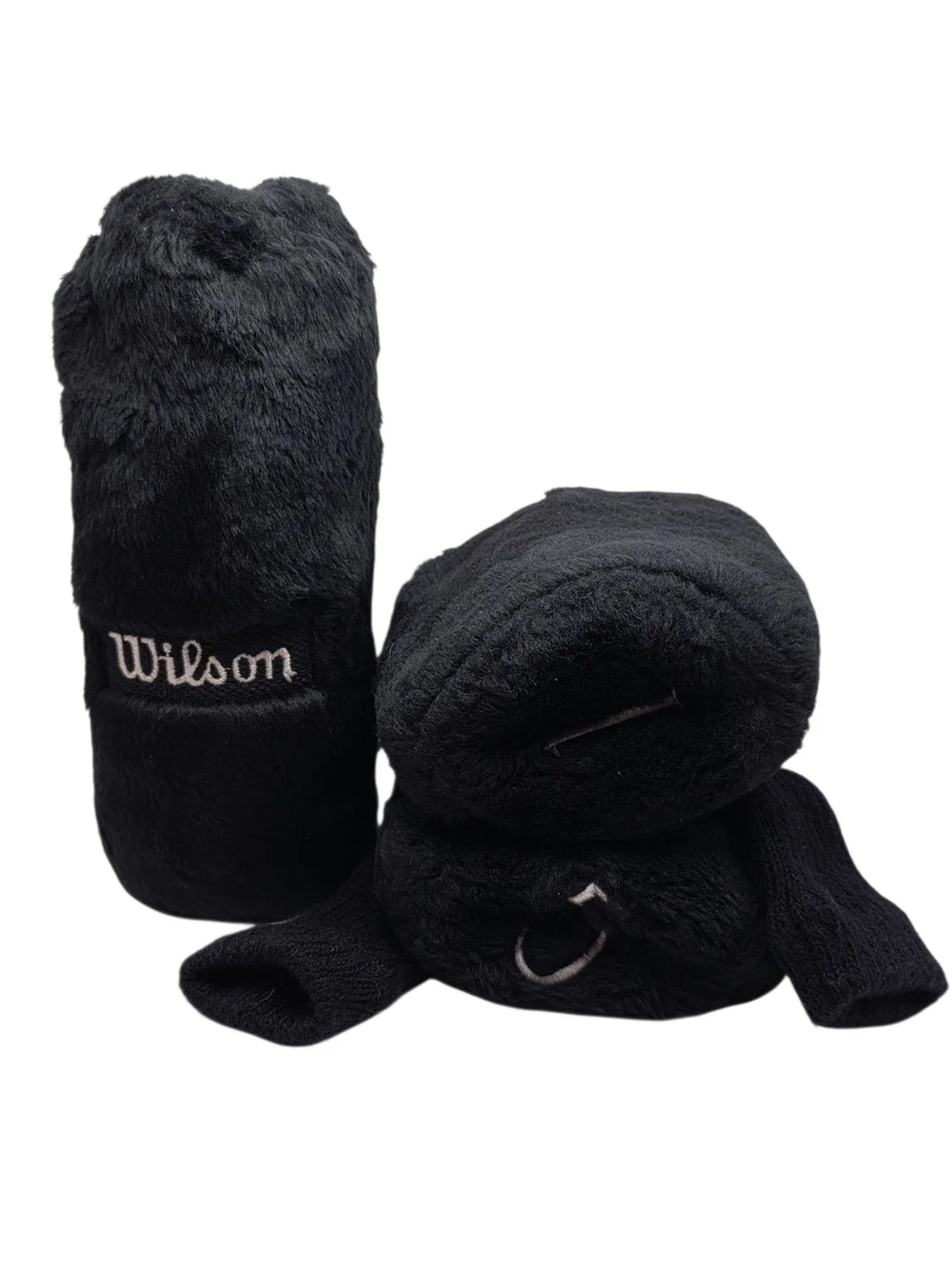 Vintage Wilson X Wood Golf Club Head Cover + 2 Unbranded Fuzzy Sock Headcover
